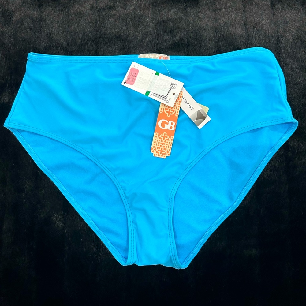 NWT Gianni Bini Blue Bikini Bottom. High waist. Size large. Gorgeous color!